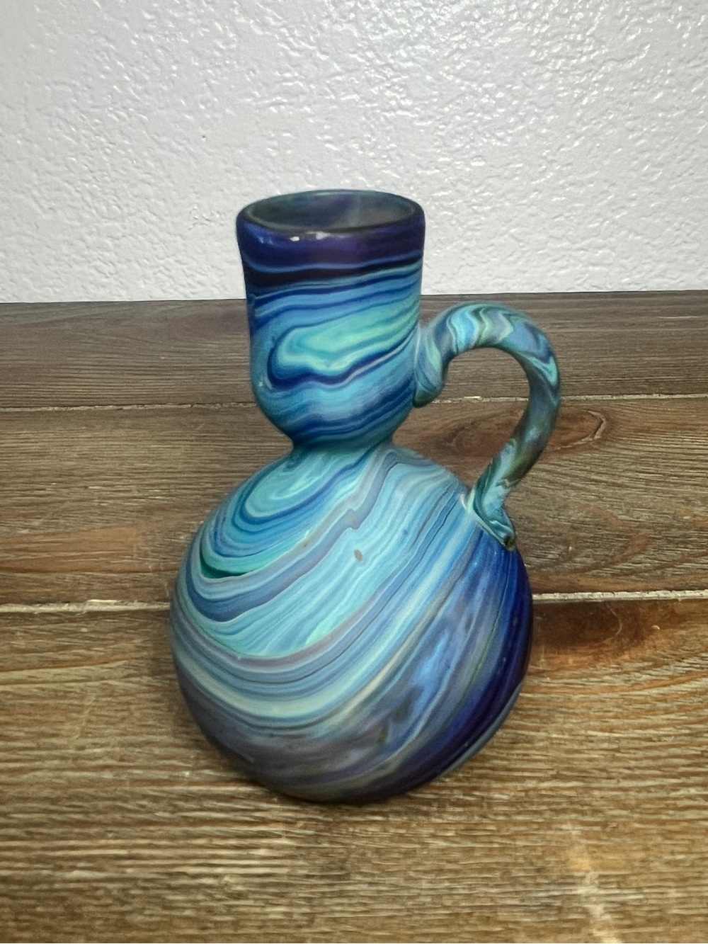 Phoenician Style HandBlown Glass Mini Bud Vase/ Candle Holder 3.5” Tall